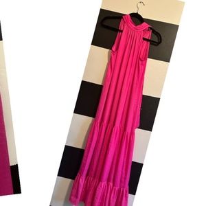 Hot Pink Long Sleveless Dress